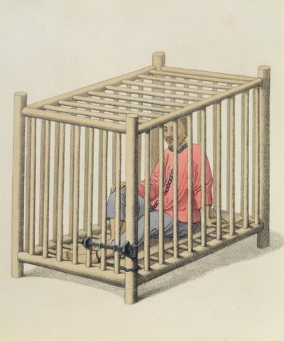 檻の中の悪者、J。ダドリーによって刻まれた「中国の罰」からのプレート15、1804 作： Major George Henry Mason
