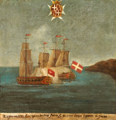 海軍戦闘、1582年、ゴゾ 作： Maltese School