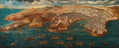 1679年、バレッタからフォートリカソーリ、セントアンジェロ城、リゾラ、コトネララインの眺め 作： Maltese School