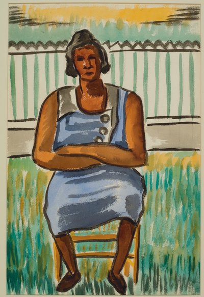 座っている人物、1934年頃（紙に水彩） 作： Malvin Gray Johnson