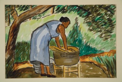 女性の洗濯、c。 1934年（水彩） 作： Malvin Gray Johnson