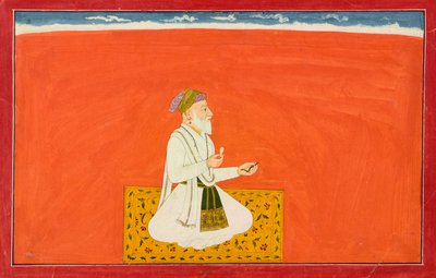 賢者で医師のダンヴァンタリ、「第 6」<em>Bhagavata Purana</em> シリーズのフォリオで、「小さな」Guler-Basohli シリーズとしても知られています。 作： Manaku