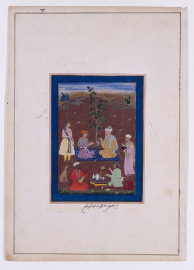 イスラム聖人に会う王子 ムガル朝 ジャハーンギール治世 1610年頃 紙本墨画・水彩・金彩 作： マノハール (スタジオ) (属性)