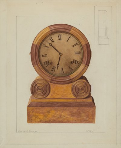 シェルフクロック、1937年頃 作： Manuel G. Runyan