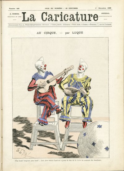 La Caricature』（1880年）の表紙に描かれたManuel Luque（1854-1919）のイラスト 作： Manuel Luque