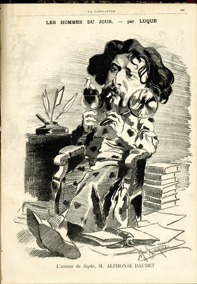 カリカチュア』（1880年）の表紙に描かれたマニュエル・ルケ（1854-1919）のイラスト 作： Manuel Luque