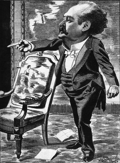 ホセ・デュプイ（1831-1900）、俳優、空想上のコメディアン。漫画家マニュエル・ルケの漫画。1886年の『漫画』に掲載。 作： Manuel Luque