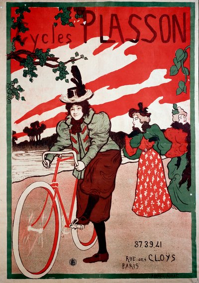 ベル・エポック：サイクル（自転車）の広告ポスター プラッソン。マニュエル・ロブ（1872-1936）のポスター 個人蔵 作： Manuel Robbe