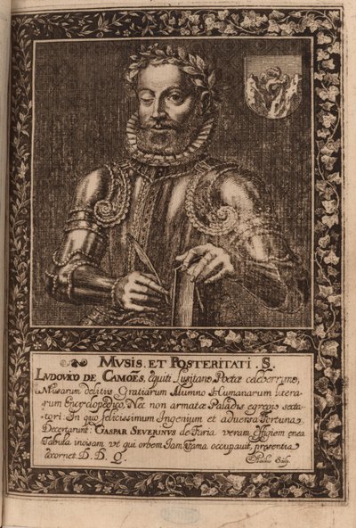 詩人ルイス・ヴァス・デ・カモンイスの肖像 (c.1524-1580, 1624)。 作： Manuel Severim de Faria
