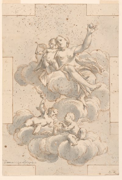 天井画、ヴィーナス、キューピッド、プッティのデザイン 作： Marc Antonio Franceschini
