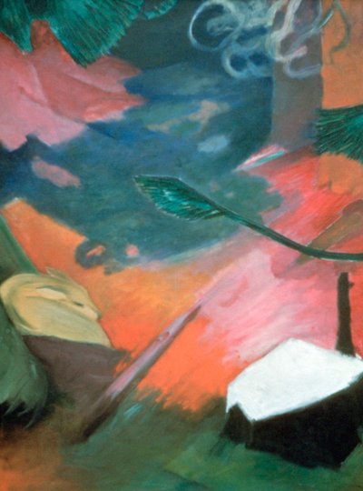 森の中の鹿I」1912年 作： Franz Marc