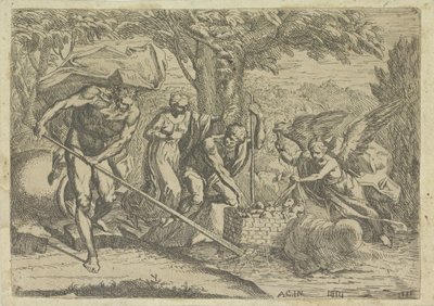 Romulus en Remus gevonden ドア Faustulus en Louva 作： Marcantonio Bellavia