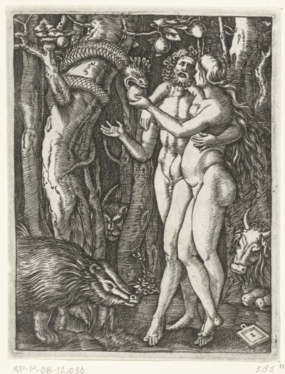 アダムとイブの楽園での堕落 キリストの受難（シリーズタイトル） 作： Marcantonio Raimondi