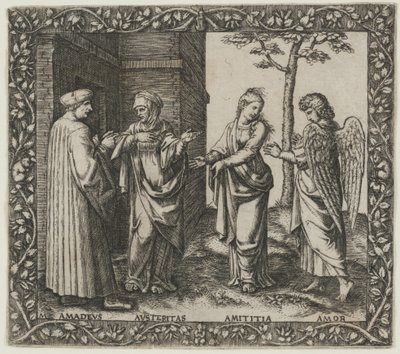 重力、アミティシア、愛を込めたアマデウス・ベルーティ 作： Marcantonio Raimondi