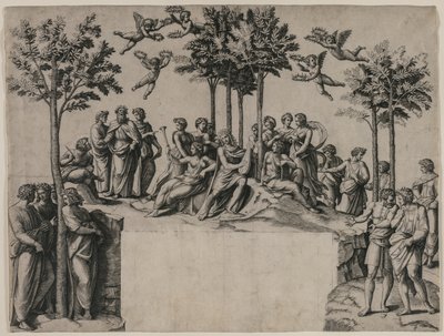 パルナッソスのアポロ、c。 1517-1520。 作： Marcantonio Raimondi