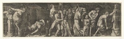 酔ったバッカスとバッカス、サテュロスとメナドス 作： Marcantonio Raimondi