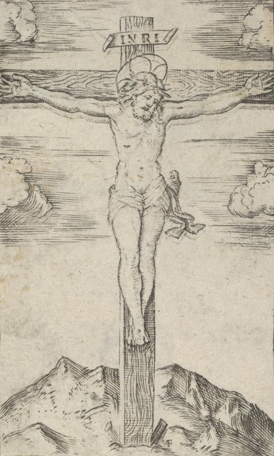 十字架上のキリスト、「ピッコリ・サンティ」シリーズの小聖人たち、約1500-1527年。 作： Marcantonio Raimondi