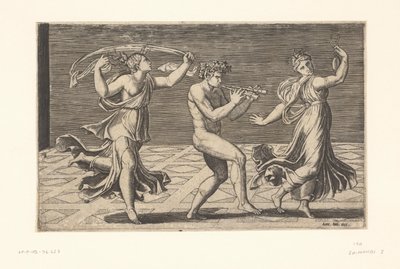 踊るサテュロスとメナード 作： Marcantonio Raimondi
