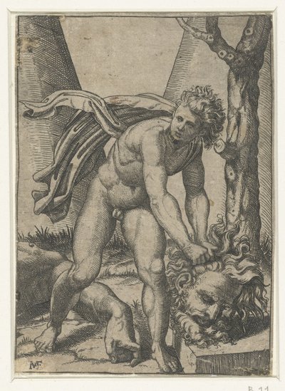 ゴリアテの頭を持つダビデ 作： Marcantonio Raimondi
