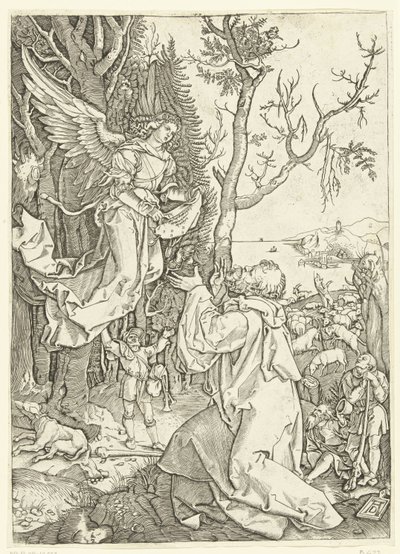 ヨアヒムに天使が現れる マリアの生涯（シリーズタイトル） 作： Marcantonio Raimondi