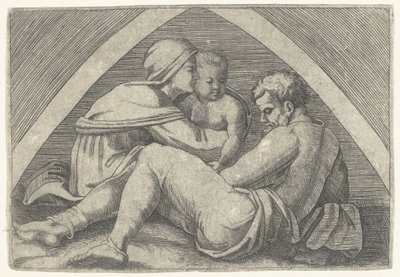 アーチの下の聖家族 作： Marcantonio Raimondi