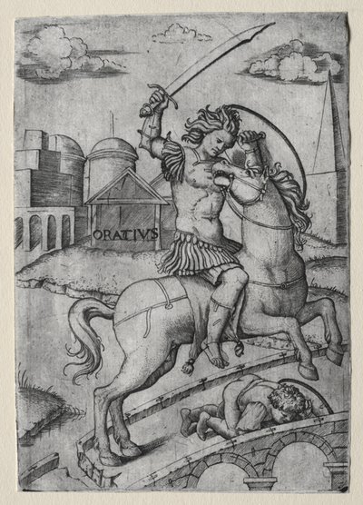 Sublician Bridgeを守るHoratius Cocles。 作： Marcantonio Raimondi