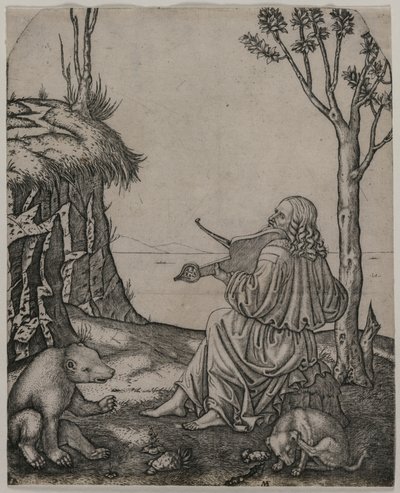 動物を魅了するオルフェウスc.1505（彫刻） 作： Marcantonio Raimondi