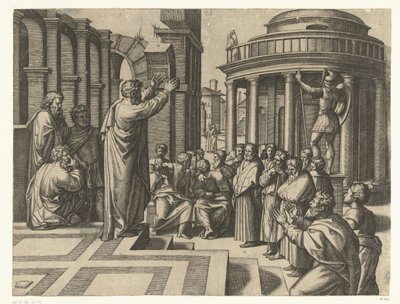 アテネで宣べ伝えるパウロ 作： Marcantonio Raimondi