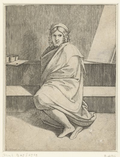 画家ラファエロの肖像 作： Marcantonio Raimondi