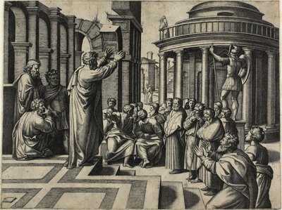 アテネで説教する聖パウロ 作： Marcantonio Raimondi