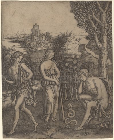 若い男に話しかける蛇 作： Marcantonio Raimondi