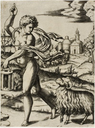 雄羊のサイン 作： Marcantonio Raimondi