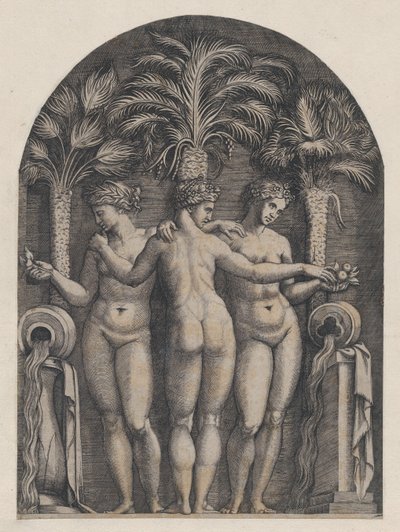 Speculum Romanae Magnificentiae:三人の女神、約1500-1534年、約1500-1534年。 作： Marcantonio Raimondi