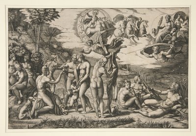 ラファエル後のパリの判決、1510-20年頃 作： Marcantonio Raimondi