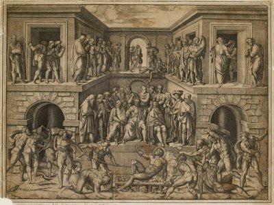 聖ローレンスの殉教、c1525 作： Marcantonio Raimondi
