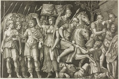 勝利の冠をかぶったトラヤヌス 作： Marcantonio Raimondi