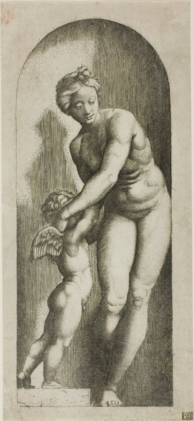 ヴィーナスとキューピッド 作： Marcantonio Raimondi