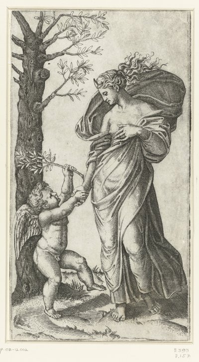 ミネルバとアモールの和解 作： Marcantonio Raimondi