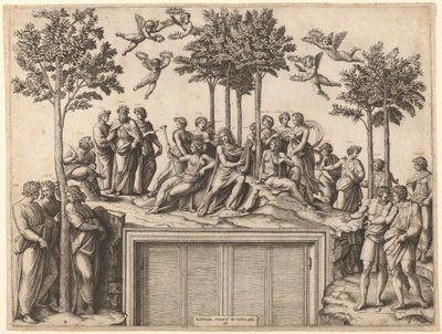 パルナッソスのアポロン 作： Marcantonio Raimondi after Raphael