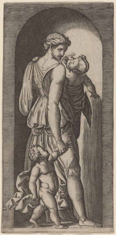 チャリティー 作： Marcantonio Raimondi after Raphael