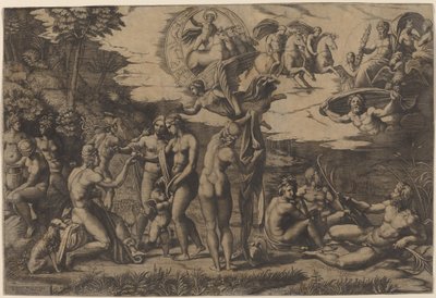 パリの審判 作： Marcantonio Raimondi after Raphael