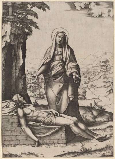 聖母の嘆き 作： Marcantonio Raimondi after Raphael