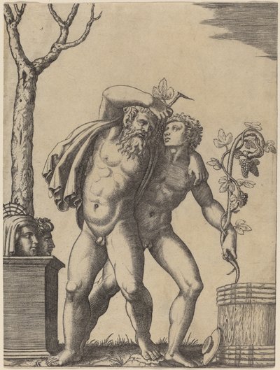 若者と古いバチャント 作： Marcantonio Raimondi possibly after Raphael possibly after Giulio Romano