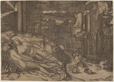 ラファエロの夢 作： Marcantonio Raimondi possibly after Raphael