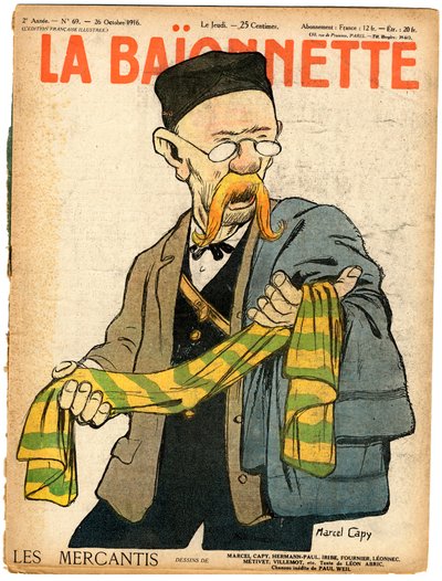 カラーで描かれた風刺的な「La Baionnette」の表紙 作： Marcel Amable O.L. Capy