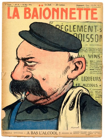 La Baionnette "の表紙、カラフルな風刺画 作： Marcel Amable O.L. Capy