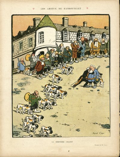 マルセル・カピ（1865-1941）のイラスト（Le Rire, 22/02/13） - Les farewell de Rambouillet - Hunting hunter, President of the Republic, Rambouillet - Fallieres Armand (1841-1931) 作： Marcel Amable O.L. Capy