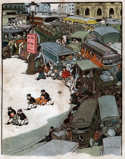 パリ、オペラ座広場の交通事情 作： Marcel Amable O.L. Capy