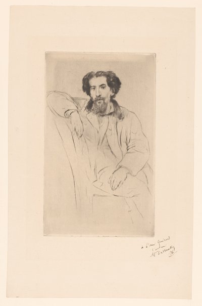 アンリ・シャルル・ゲラールの肖像 作： Marcellin Gilbert Desboutin (signed by artist)