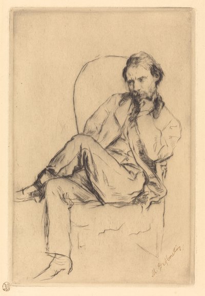ルノワール 着席 作： Marcellin Gilbert Desboutin